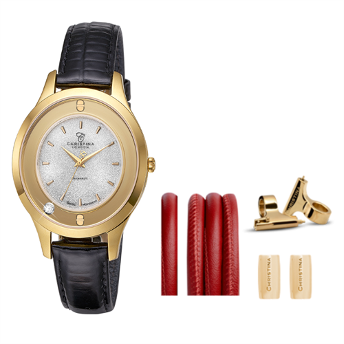 Collect ur 311GWBL-Magic Forgyldt  + RødWatch Cord set - Christina Jewelry & Watches